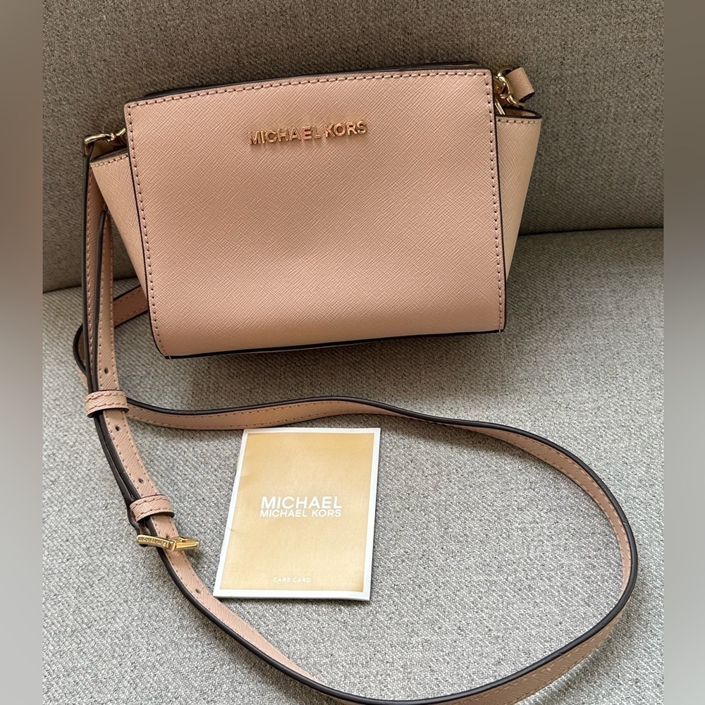 Michael Kors Selma Mini Crossbody Bag Saffiano Leather Blush Pink Chic Spring - Picture 14 of 16